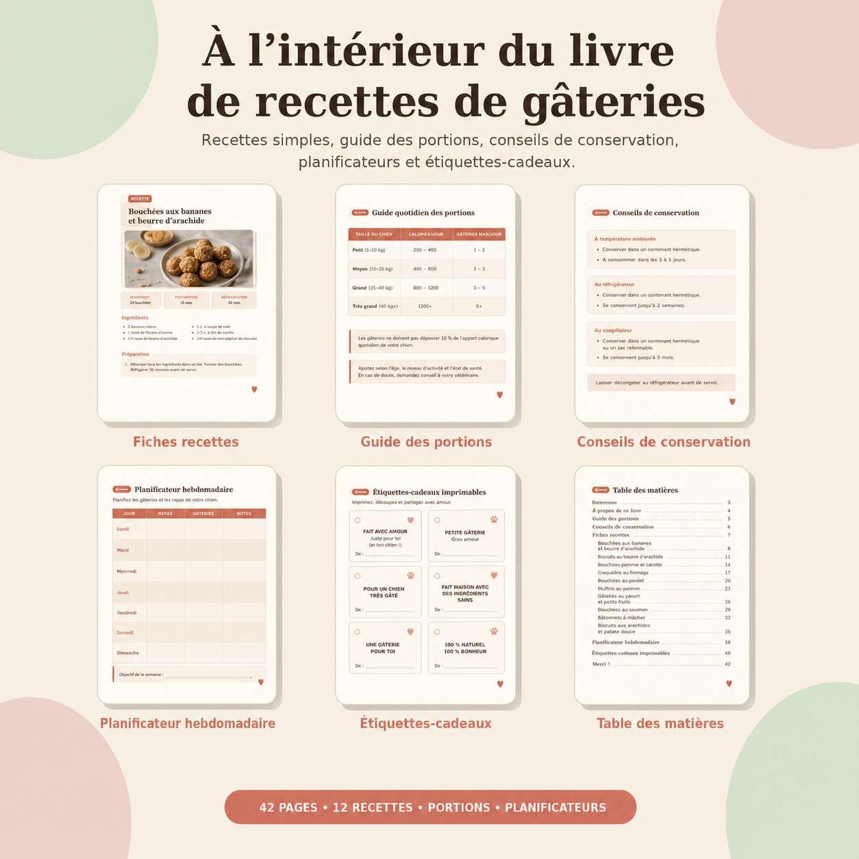 Fiches de recettes et pages de préparation